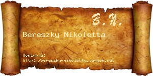 Bereszky Nikoletta névjegykártya